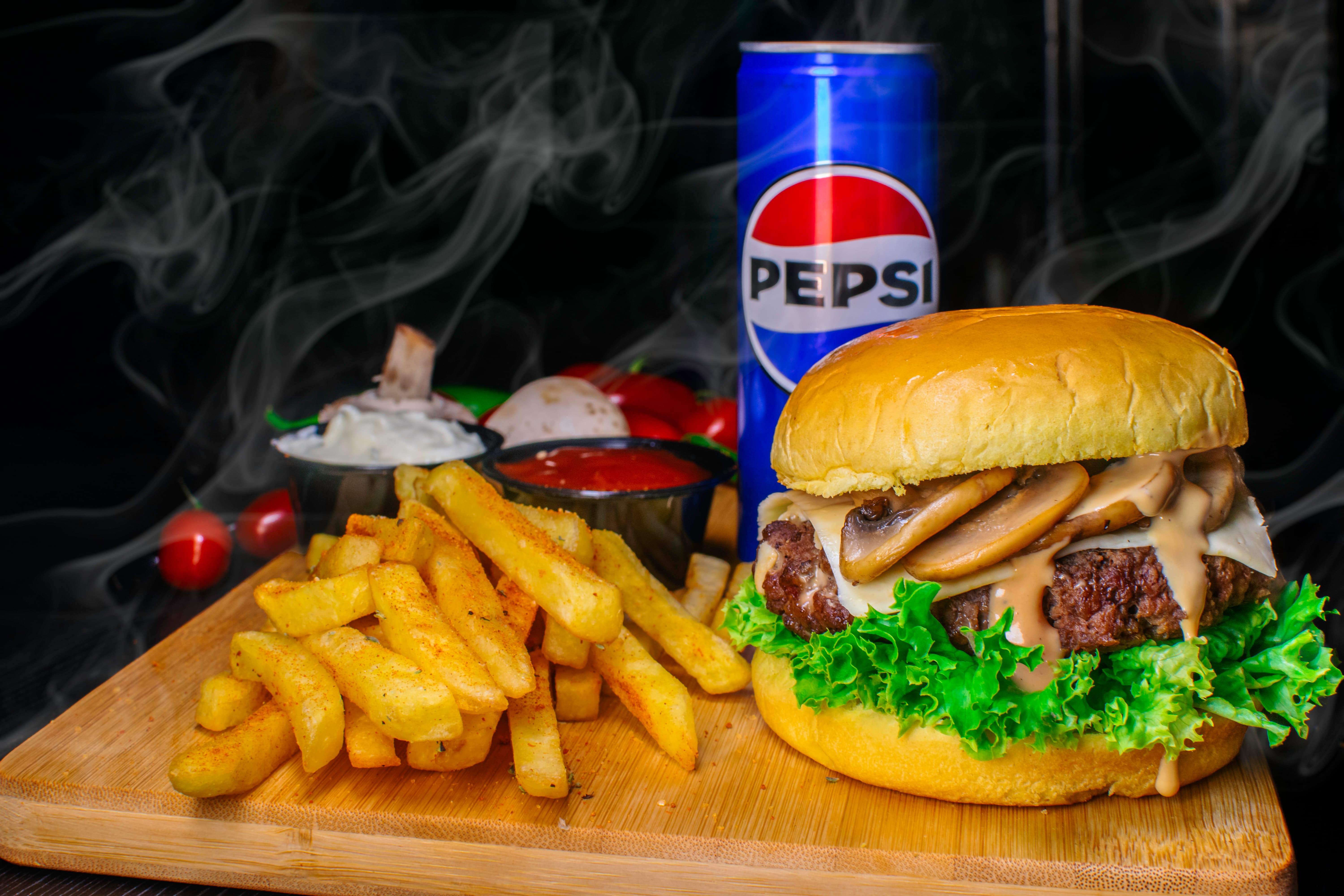 Mushroom Beef Burger Meal